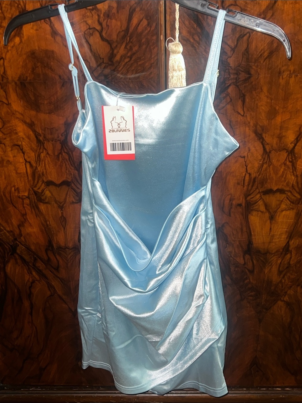2 Bunnies NWT tween / youth Metallic Light Blue Cowl Slip Dress for Girls